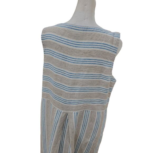J. Jill Love Linen Linen Dress Women's Size MT Sleeveless Striped Sheath Pockets - Picture 9 of 13